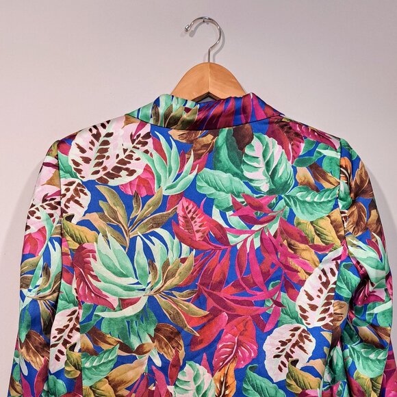 Zara Satin Effect Tropical Print Pants Suit - Picture 4 of 7